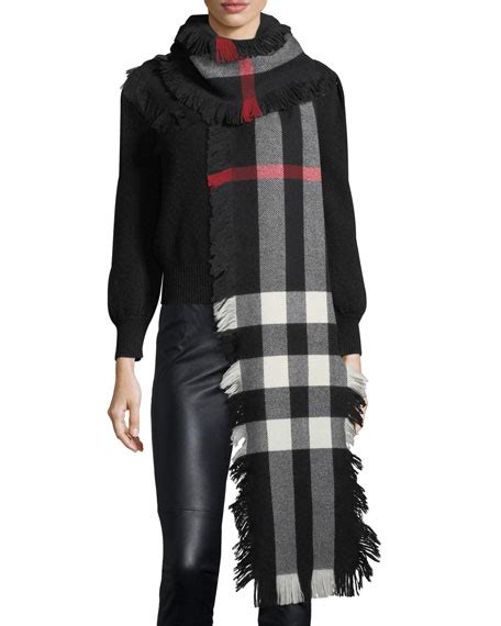 burberry half mega fashion wool fringe scarf|Burberry Half Mega Check Scarf .